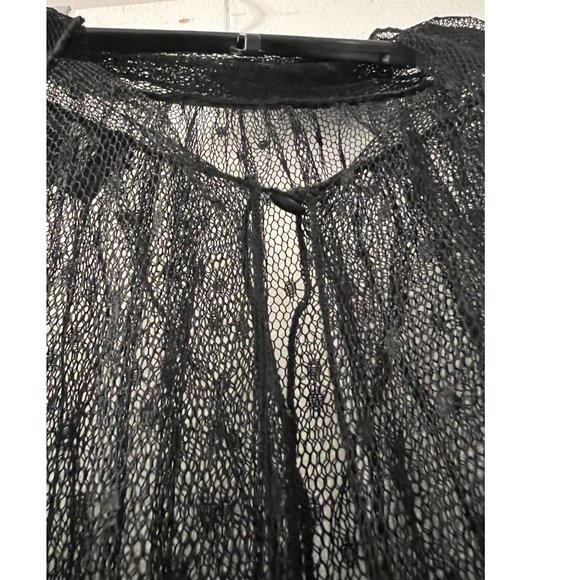 VINTAGE LA PERLA COLLEZIONE BLACK MESH SILK SHEER  BLOUSE TOP with Tie 42 - Picture 9 of 15
